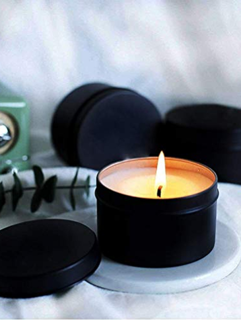 Coffee Scented Candle - Elegant Black Metal Tin with Lid